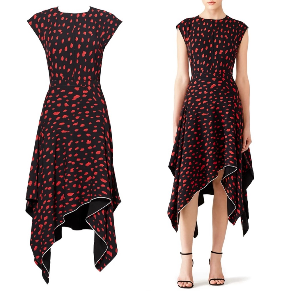 Proenza Schouler Red Leopard Georgette Dress in Size 6 - Picture 3 of 11